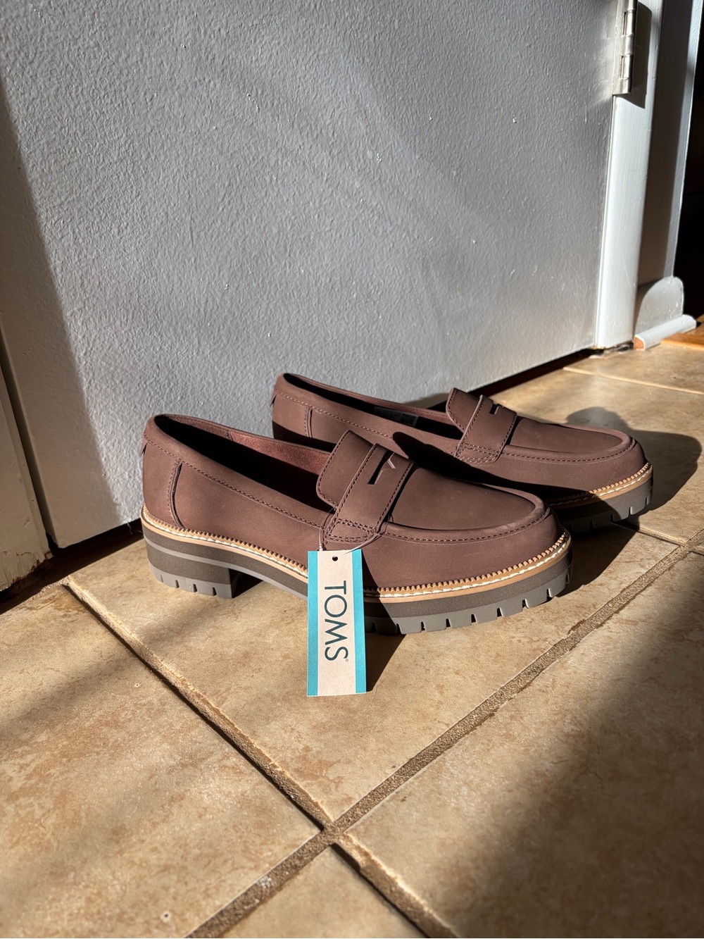 Toms Women’s Chocolate Brown Lug Sole Penny Loafers - BRAND NEW!